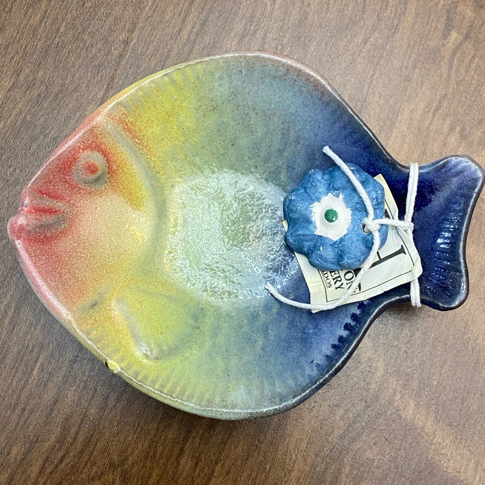 Red and Yellow Fish Decor Accessory with Shimmering Finish